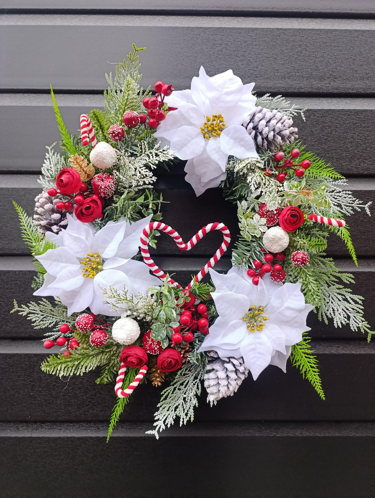 Handmade Christmas Wreath – Traditional with Candy Cane Accents