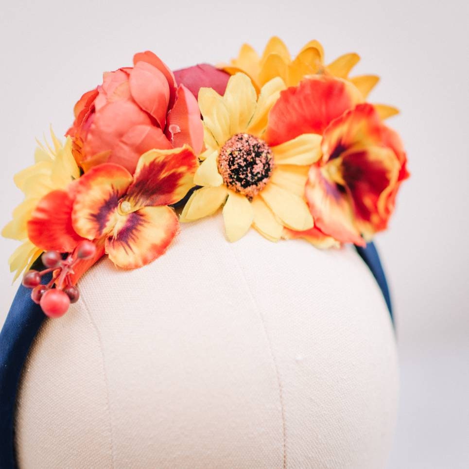 Red, Orange and Yellow Flower Headband