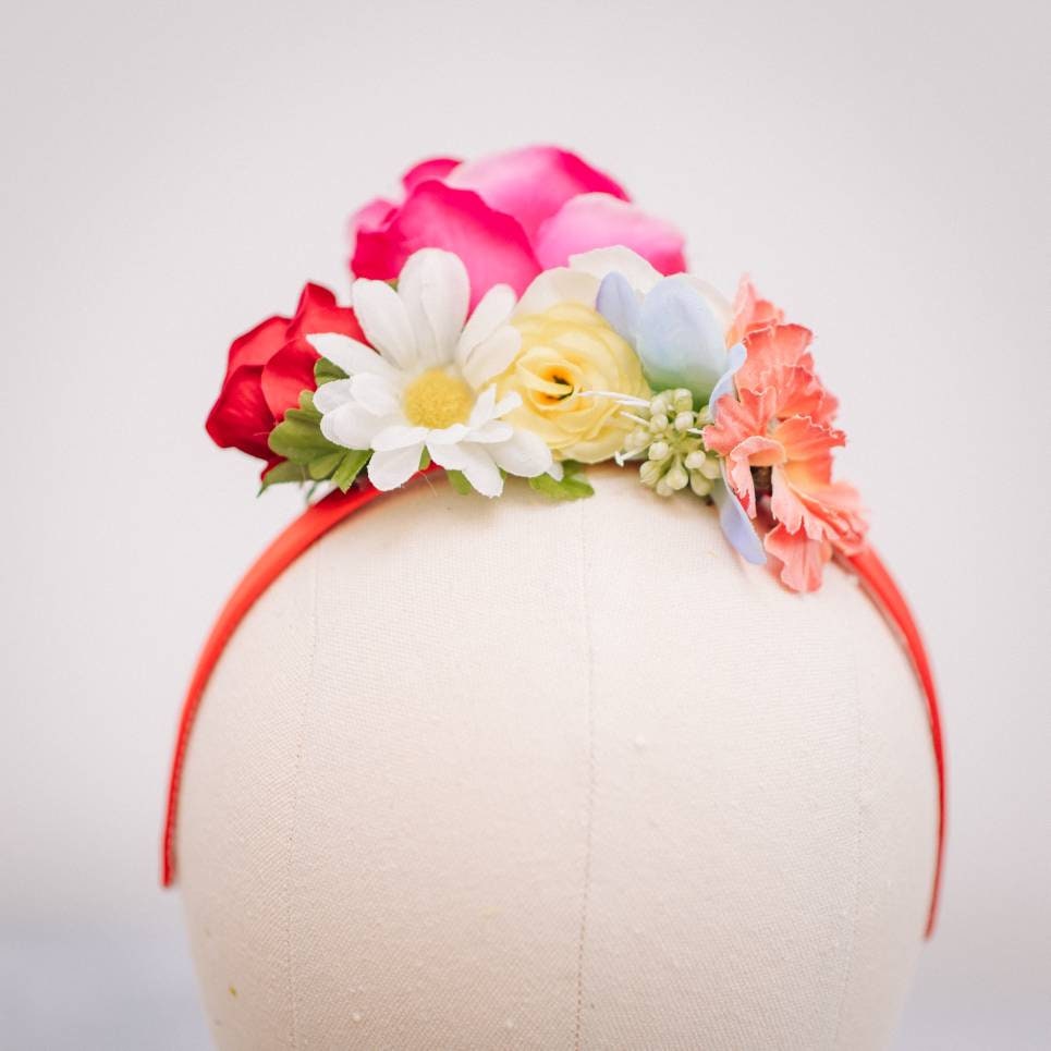 Orange, Pink and Red Flower Headband