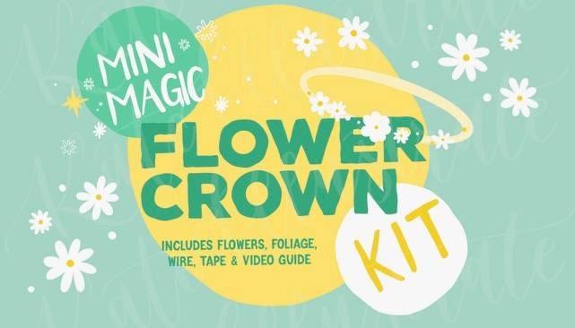 Children’s DIY Flower Crown Making kit & Video Guide, Child’s DIY Floral Garland, Dusty Blue, Flower headband DIY craft pack