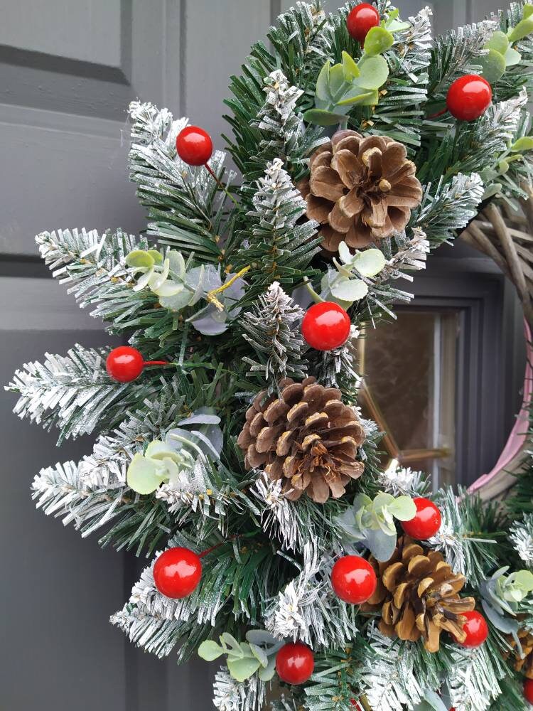 Christmas door Wreath - traditional style rattan wreath