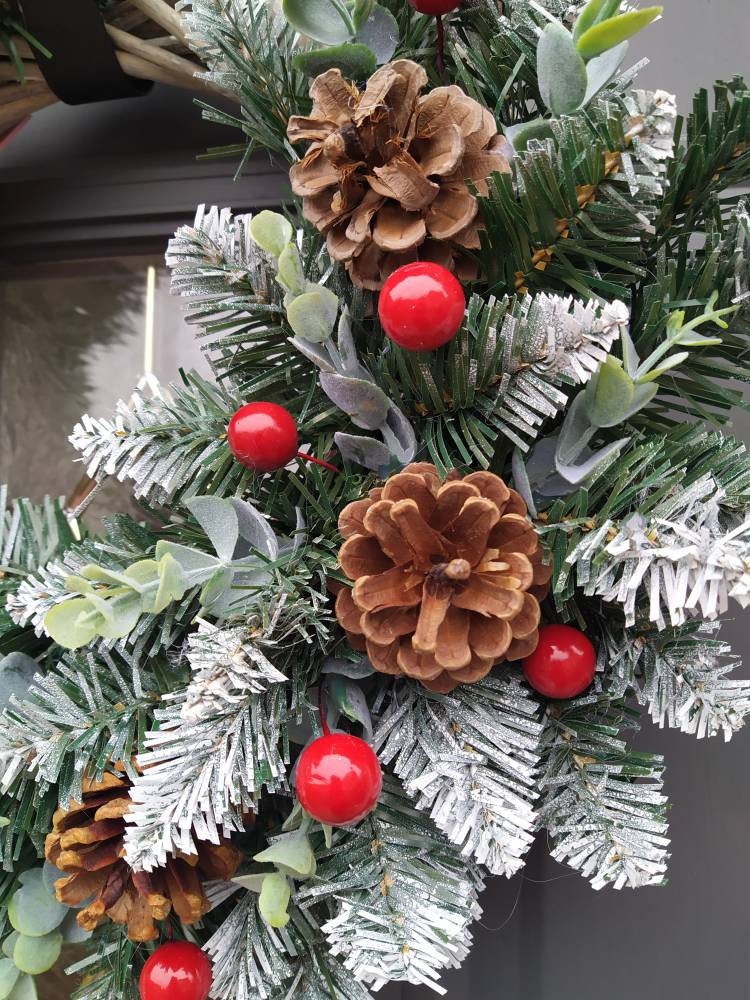 Christmas door Wreath - traditional style rattan wreath