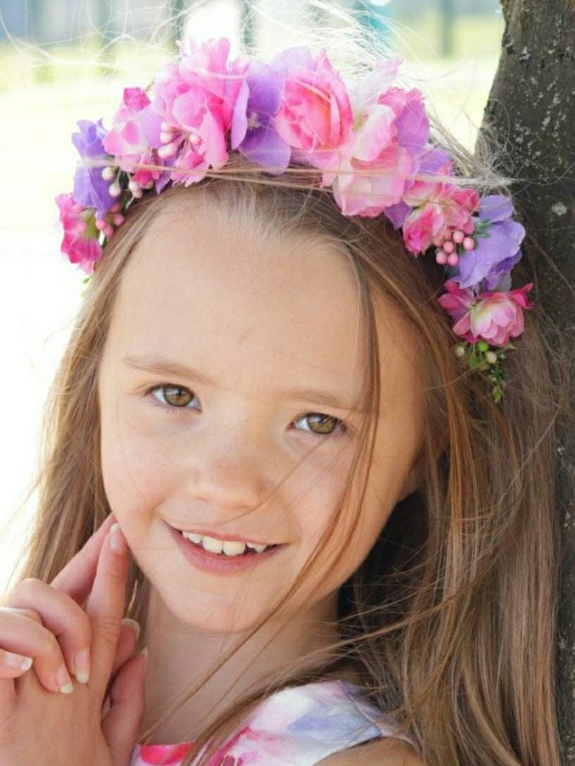 Girls Pink and Purple Hand Crafted Flower Alice Band - Flexible fit for all sizes