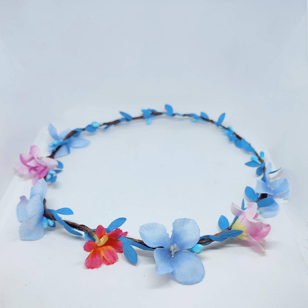 Blue and Pink Festival Flower Crown