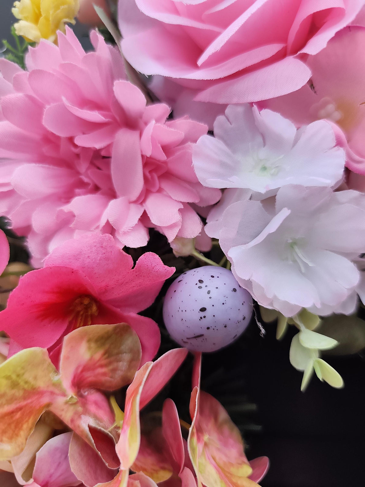 Luxury Easter Bunny Front Door Wreath, 50cm Pink and Cream Spring Floral Decor, Handmade and weather protected