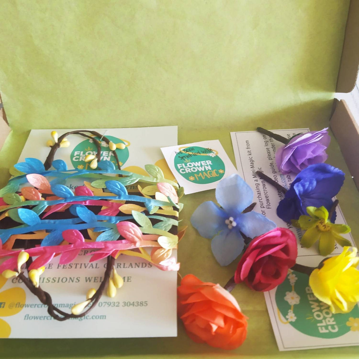 Children's DIY Flower Crown Making Kit & Video Guide, Child's DIY Floral Garland, Rainbow Razzmatazz Flower Headband kit