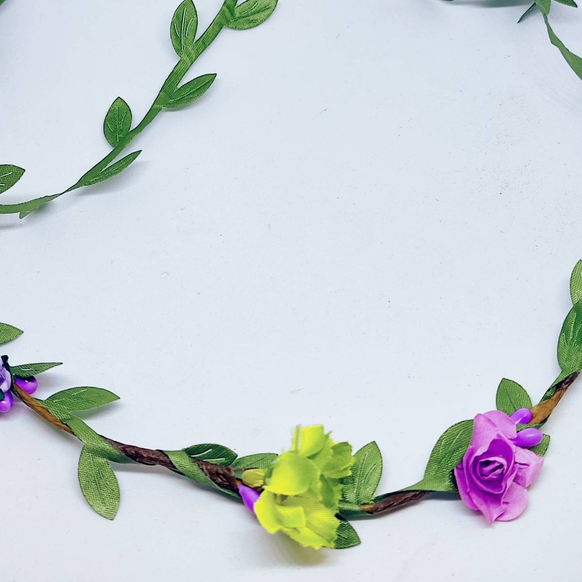 Green and Purple, Rose and Daisy Hair Garland