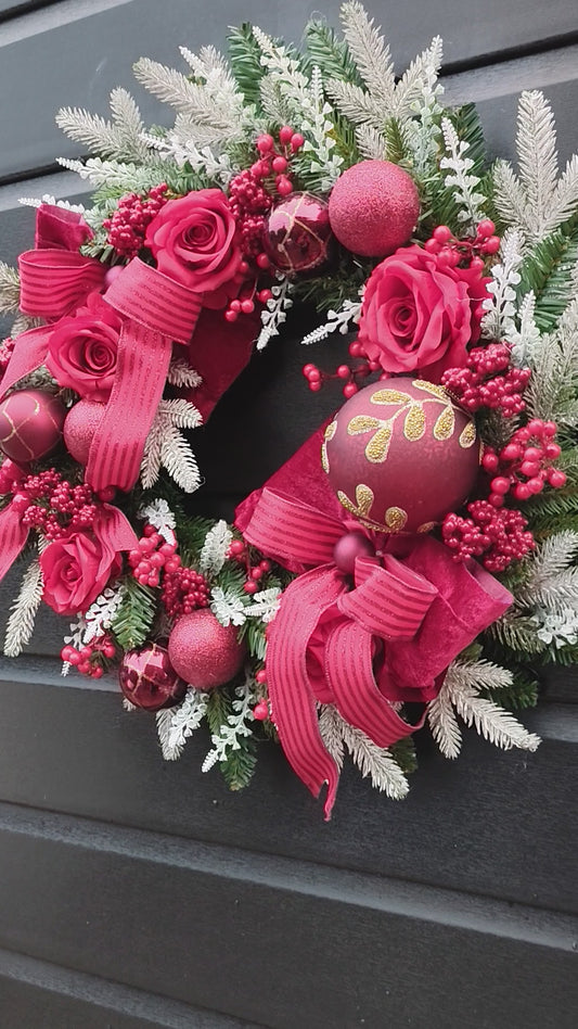 Burgundy and Ruby Red Luxury Traditional Christmas Wreath
