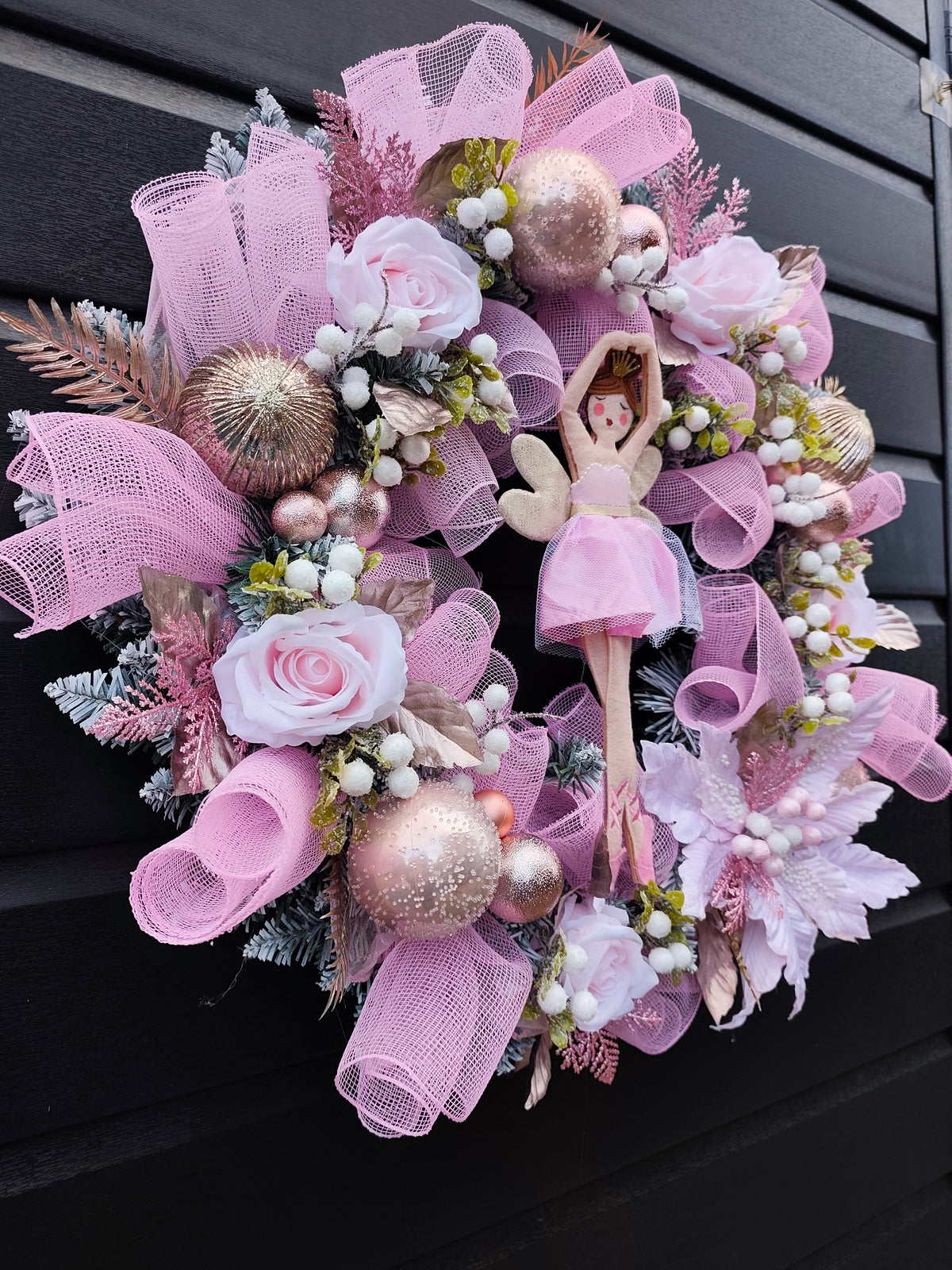 Sugar Plum Fairy, Pink Whimsical Christmas Wreath