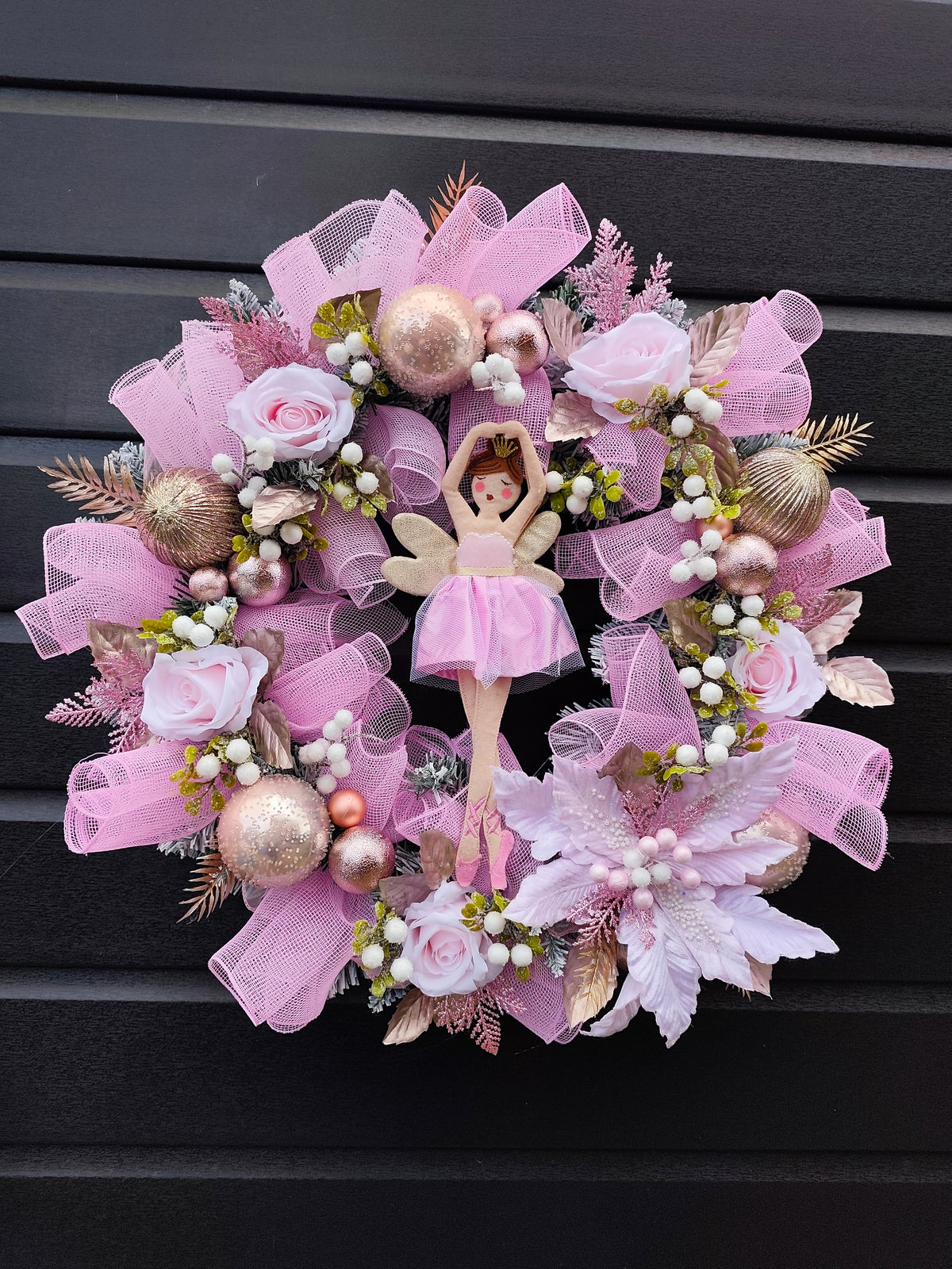Sugar Plum Fairy, Pink Whimsical Christmas Wreath