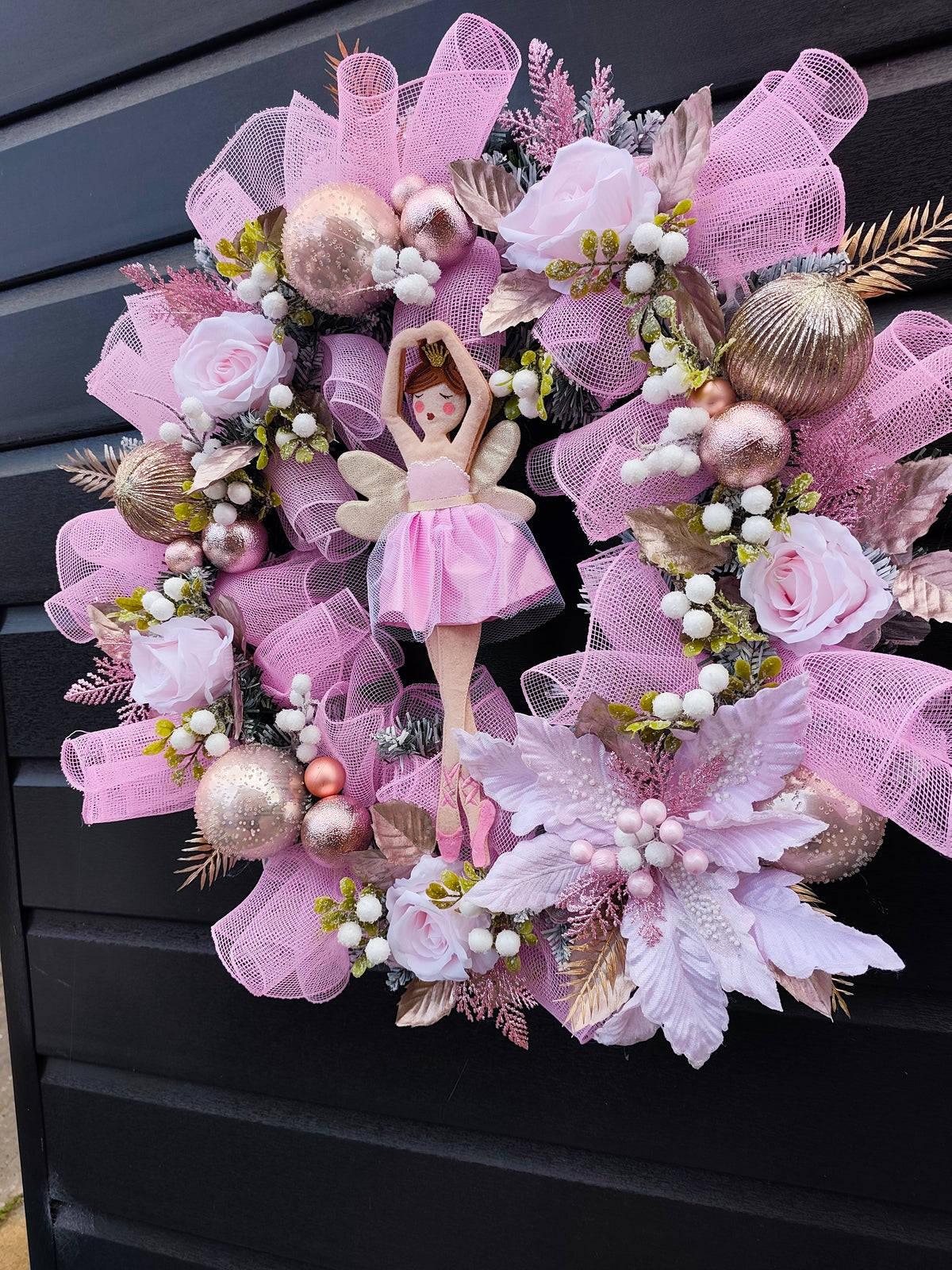 Sugar Plum Fairy, Pink Whimsical Christmas Wreath