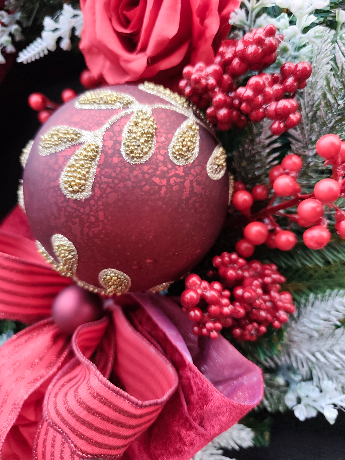 Burgundy and Ruby Red Luxury Traditional Christmas Wreath