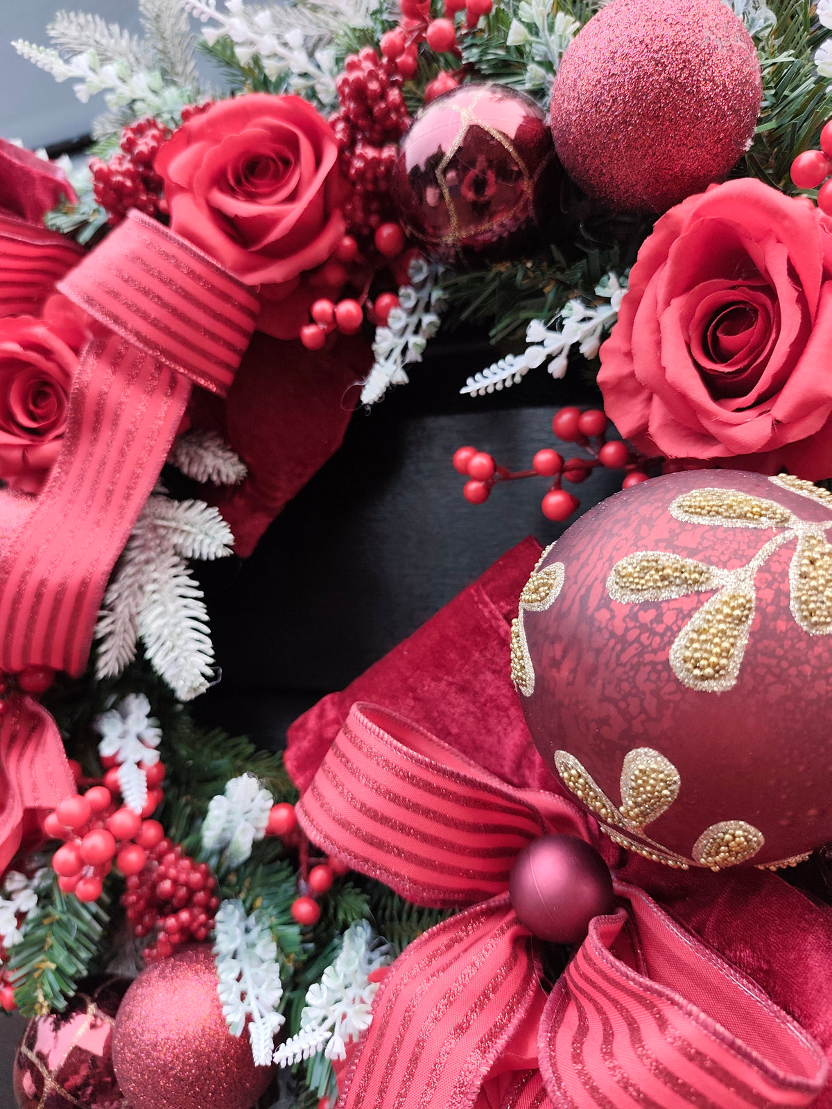 Burgundy and Ruby Red Luxury Traditional Christmas Wreath