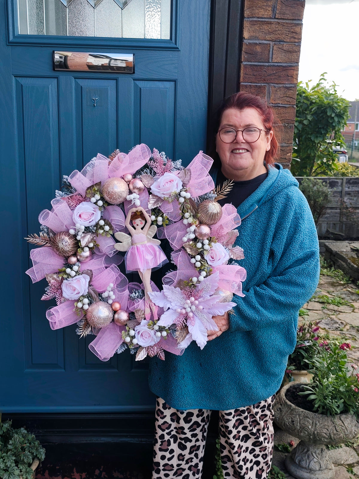 Sugar Plum Fairy, Pink Whimsical Christmas Wreath