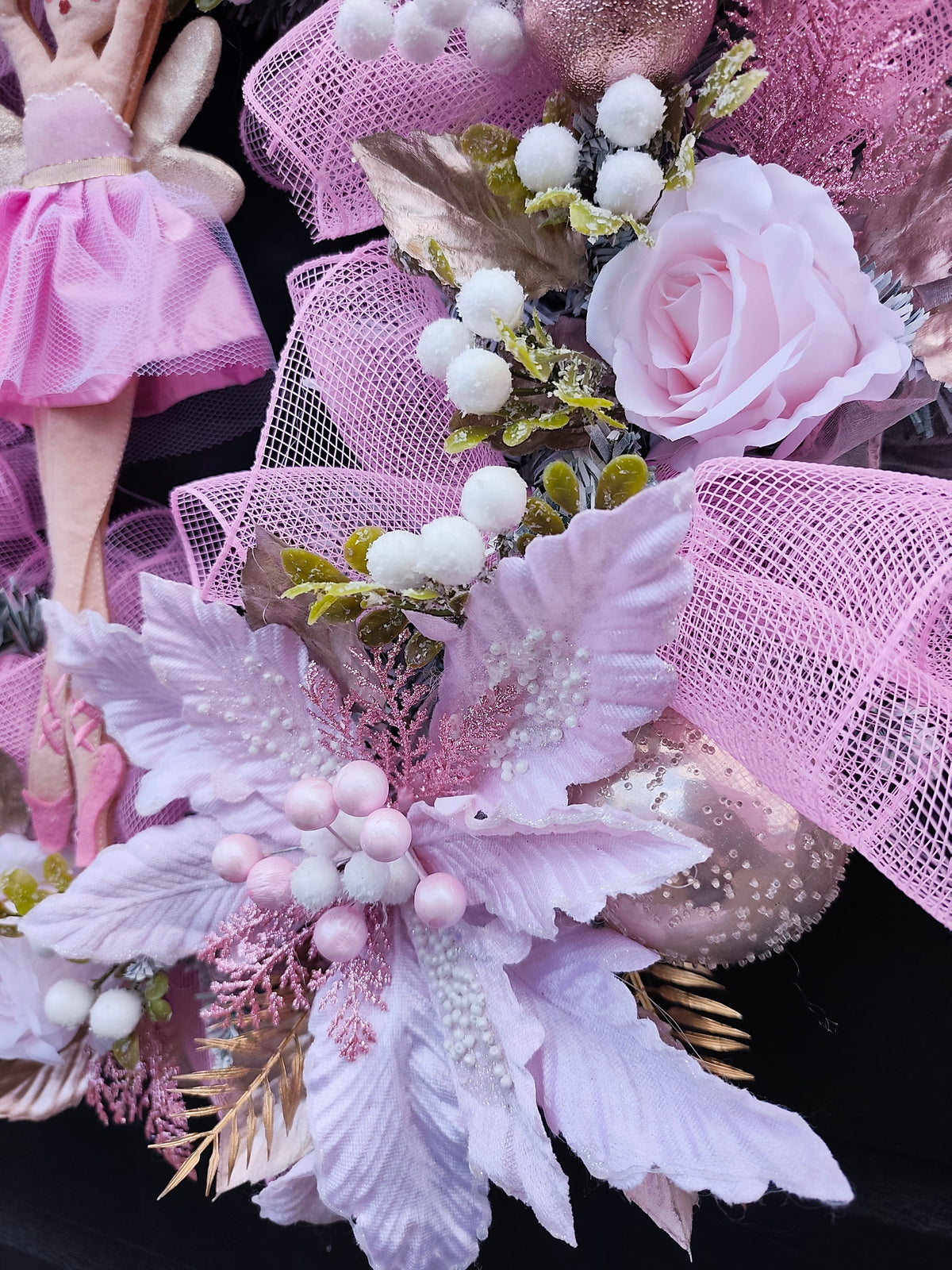 Sugar Plum Fairy, Pink Whimsical Christmas Wreath