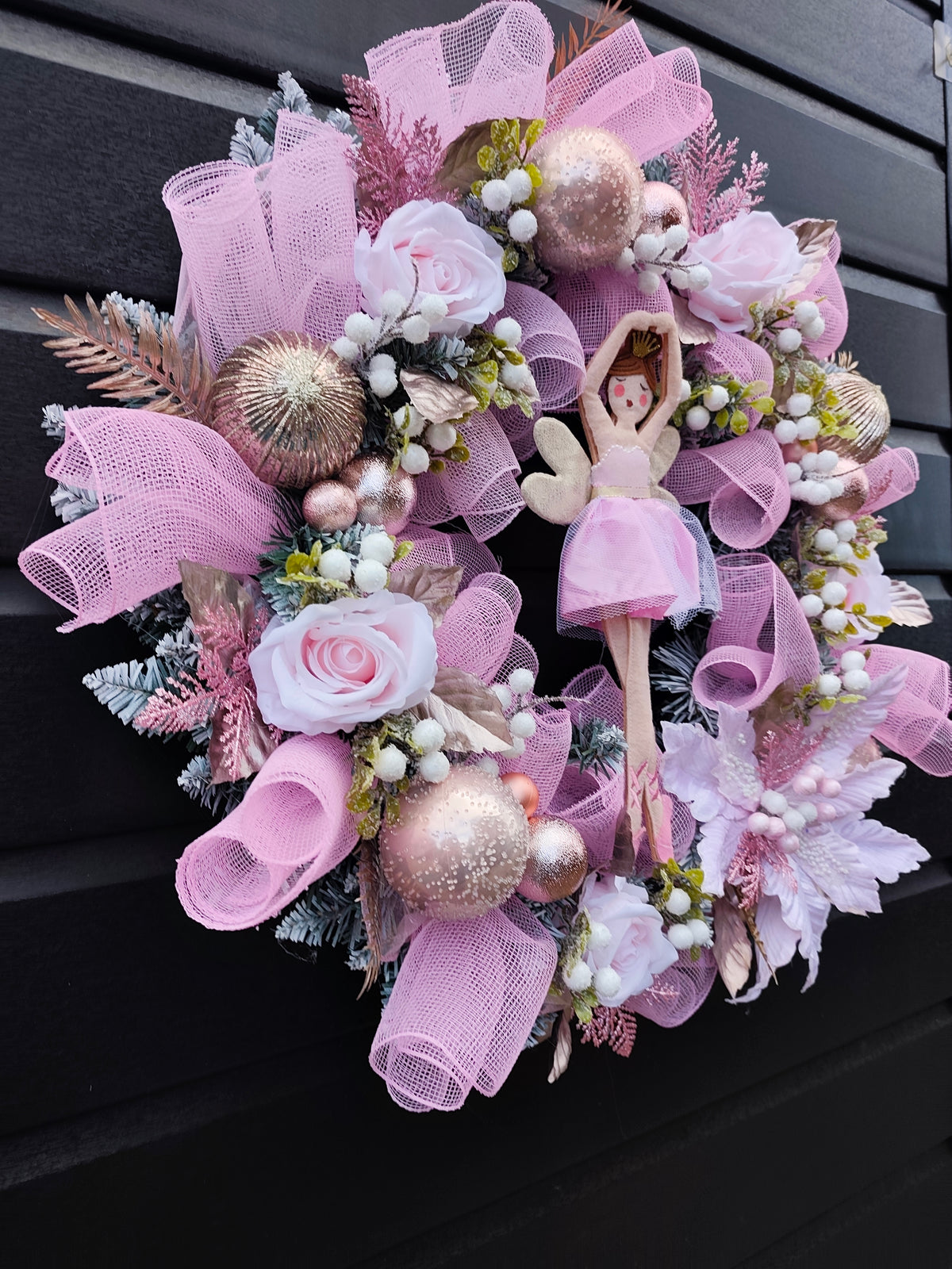 Sugar Plum Fairy, Pink Whimsical Christmas Wreath